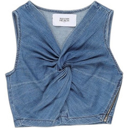 Silvian Heach Γυναικείο Καλοκαιρινό Crop Top Τζιν Μπλε GPP25394TO