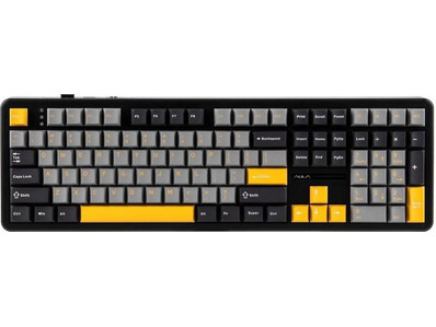 Aula F108 Ασύρματο Μηχανικό Gaming Πληκτρολόγιο με Custom Διακόπτες RGB Black Grey