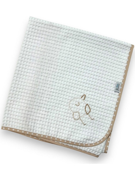 BunnyBebe Bird 761 Πάνα Αγκαλιάς Πικέ Λευκή 90x80cm