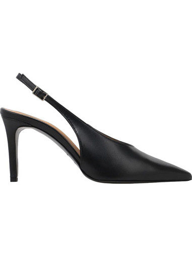 KALOGIROU Syntney Γόβες Slingback Δερμάτινες με Τακούνι Στιλέτο Μαύρες