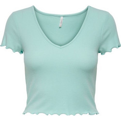 Only Γυναικείο Καλοκαιρινό Crop Top Ριπ Τιρκουάζ 15256816