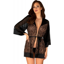 Obsessive Allunes Sexy Ρόμπα See Through Μαύρη Καφέ 5901688235379