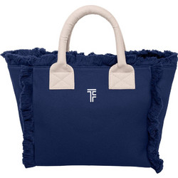 Feel & Touch Caribbean Υφασμάτινη Τσάντα Θαλάσσης Ώμου Navy Μπλε Μπεζ 24x26cm