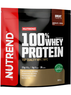 Nutrend 100% Whey Chocolate Cocoa Πρωτεΐνη Ορού Γάλακτος Γράμμωσης Χωρίς Γλουτένη 800gr