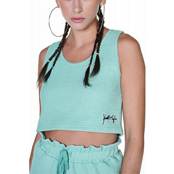 Kendall + Kylie Γυναικείο Καλοκαιρινό Crop Top Ριπ Τιρκουάζ KKW3611668