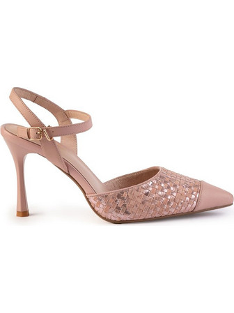 Versace 19V69 Γόβες Slingback Δερμάτινες με Λεπτό Ψηλό Τακούνι Ροζ Χρυσές AMNA164-E525