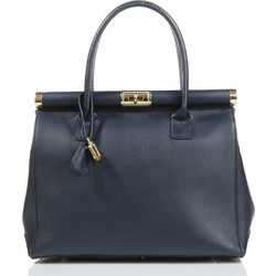 Passaggio Leather Γυναικεία Τσάντα Χειρός Δερμάτινη Navy Μπλε 6187-KR-04