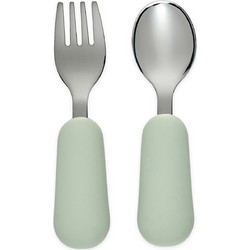 Nattou Mealtime Σετ Βρεφικό Πιρούνι & Κουτάλι 9m+ Πράσινο Mint 2τμχ