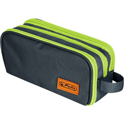 Herlitz Neon Uni Κασετίνα Βαρελάκι με 2 Θήκες Μαύρη Lime 400205924
