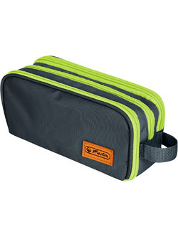 Herlitz Neon Uni Κασετίνα Βαρελάκι με 2 Θήκες Μαύρη Lime 400205924
