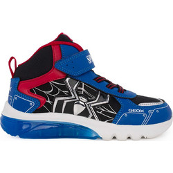 Geox Spider-Man Παιδικά Sneakers Μποτάκια με Φωτάκια Royal Blue Κόκκινα J66LBJ01454C0245