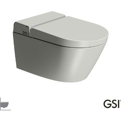 GSI Pura 59 Swirlflush Λεκάνη Τουαλέτας Κρεμαστή χωρίς Καζανάκι με Κάλυμμα & Μπιντέ Γκρι 500-7418K-450