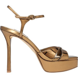 Nine West TATES3 Γυναικεία Πέδιλα Λουστρίνι Μπρονζέ με Λεπτό Ψηλό Τακούνι και Φιάπα 50-750