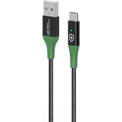 Microconnect Braided USB-A to USB-C 2m Black Green 5715063388280