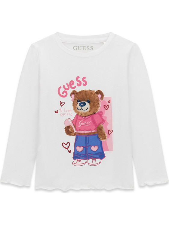 Guess Παιδικό T-Shirt Μακρυμάνικο Λευκό Καφέ Φούξια K6YI11K3676-G011