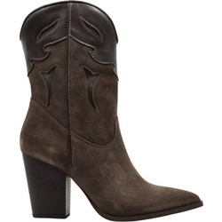 Fardoulis Γυναικεία Μποτάκια Cowgirl Suede Σοκολατί με Χοντρό Ψηλό Τακούνι 953-16