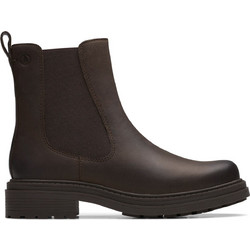Clarks ORINOCO3 Γυναικεία Μποτάκια Chelsea Δερμάτινα Σοκολατί με Χοντρό Χαμηλό Τακούνι 26182902