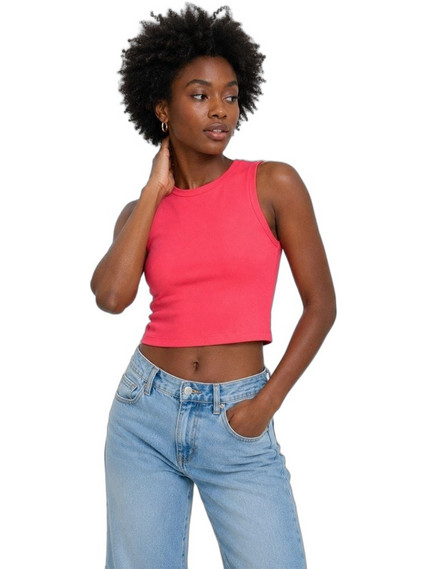 JDY Γυναικείο Καλοκαιρινό Crop Top Ριπ Κοραλί 15352287