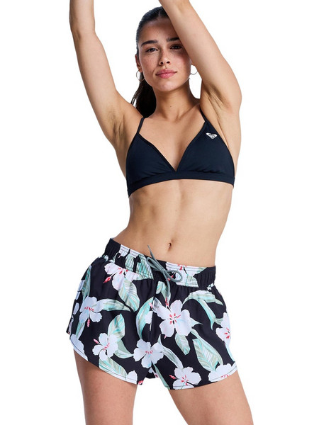 Roxy Bad Waves Bikini Boxer Floral Μαύρο Λευκό ERJBS03339-KVJ5