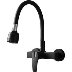 Bonken HT-4512 Μπαταρία Κουζίνας Πάγκου Διπλής Παροχής Ανάμεικτη με Εύκαμπτο Ρουξούνι Μαύρη