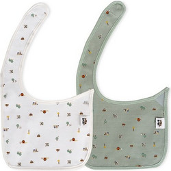 Interbaby Granja Koala Σετ Αδιάβροχες Σαλιάρες Υφασμάτινες με Αυτοκόλλητο Λευκές 2τμχ