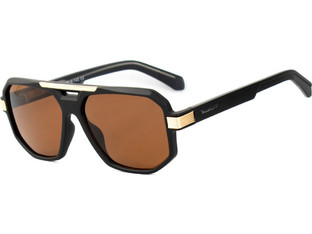 Bobroff BFG0014-C2 Ανδρικά Γυαλιά Ηλίου Aviator Κοκάλινα Μαύρα με Καφέ Φακό