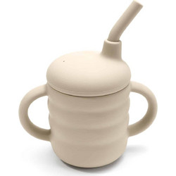Tedsy Ποτήρι Σιλικόνης με Καλαμάκι Beige 9m+