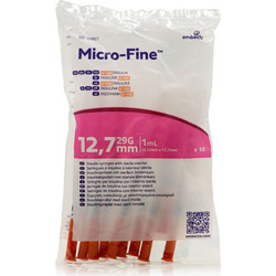 Embecta Micro-Fine Σύριγγες 1ml με Βελόνα Ινσουλίνης 29G 12.7mm 10τμχ