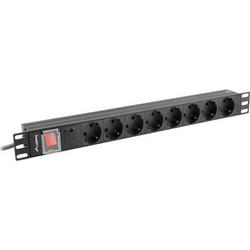 Lanberg PDU-08F-0200-BK Πολύπριζο για Καμπίνες Rack 1U 19"