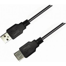 Aculine USB-002 Καλώδιο USB-A Male 2.0 to USB-A Female 3m Black