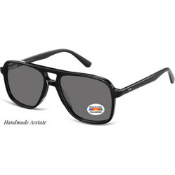 Sunoptic AC366-SS Ανδρικά Γυαλιά Ηλίου Aviator Κοκάλινα Μαύρα με Μαύρο Φακό