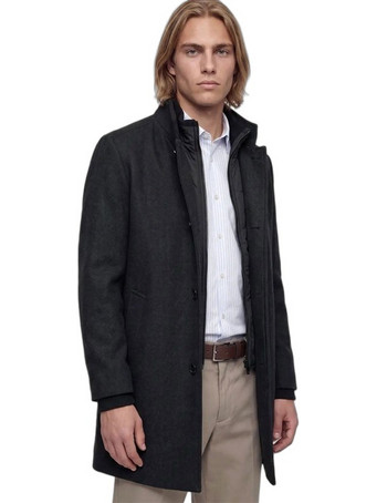 Jack & Jones Ανδρικό Παλτό Μακρύ με Επένδυση Ανθρακί 12299724