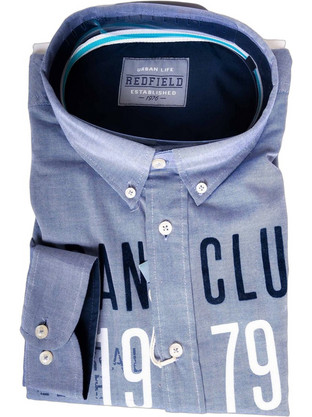 Redfield Button Down Ανδρικό Πουκάμισο Σιέλ Ανοιχτό