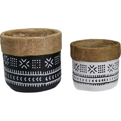 Viosarp Ethnic Rope Γλάστρα Εσωτερικού Χώρου Στρογγυλή Πήλινη 13.3x12cm