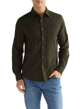 Wrangler 1 Pkt Shirt Ανδρικό Πουκάμισο Σκούρο Πράσινο 112386947-ROSIN