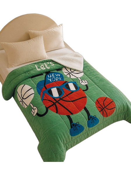 Rythmos Hoops Παιδική Κουβέρτα Fleece Αθλήματα 160x220 Πράσινη