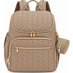 QueenMother Chic Chevron Τσάντα Αλλαξιέρα Πλάτης Μπεζ