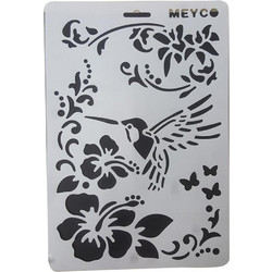 Meyco Στένσιλ Σχέδια Άνθη Πουλί 21x29.7cm 66045