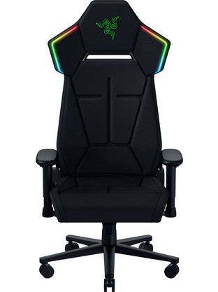 Razer Καρέκλα Gaming Δερματίνης με Ρυθμιζόμενα Μπράτσα και RGB Μαύρη AD-782E20