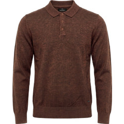 Funky Buddha Ανδρική Μπλούζα Polo Μακρυμάνικη Καφέ FBM014-008-09