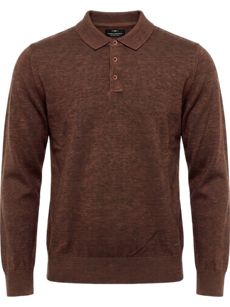 Funky Buddha Ανδρική Μπλούζα Polo Μακρυμάνικη Καφέ FBM014-008-09