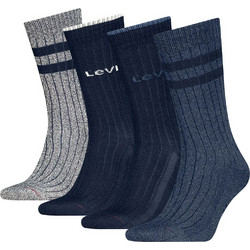 Levi's Ανδρικές Κάλτσες Ψηλές με Σχέδια Γκρι Navy Μπλε Μπλε 4Pack 701241866-001