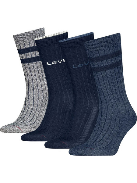 Levi's Ανδρικές Κάλτσες Ψηλές με Σχέδια Γκρι Navy Μπλε Μπλε 4Pack 701241866-001