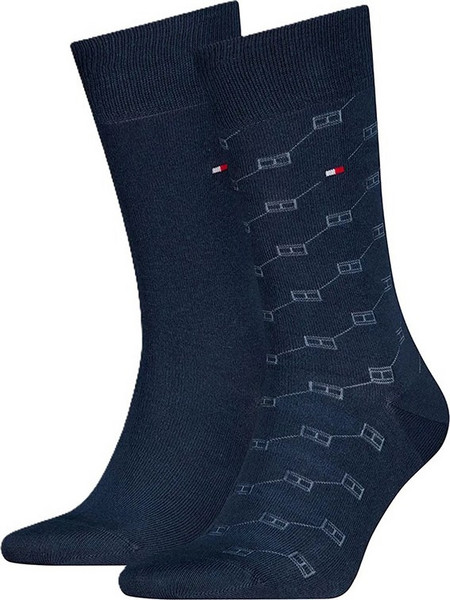 Tommy Hilfiger Ανδρικές Κάλτσες Ψηλές με Σχέδια Navy Μπλε 2Pack 701241991-001