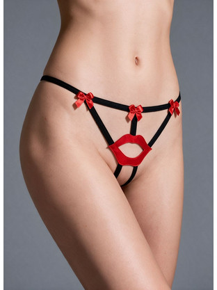 Milena By Paris Γυναικείο Sexy String Αυτοκινήτου Μαύρο Κόκκινο 60125