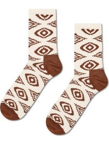 Happy Socks Trippy Ανδρικές Κάλτσες Ψηλές με Σχέδια Μπεζ P006384