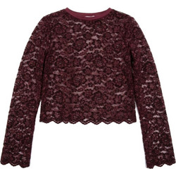 Lace Γυναικείο Χειμερινό Crop Top Μπορντό BL27745