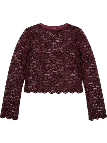 Lace Γυναικείο Χειμερινό Crop Top Μπορντό BL27745