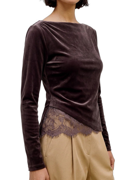 Vero Moda Γυναικείο Χειμερινό Top Βελούδινο Σοκολατί 10355055