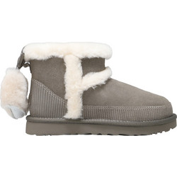 UGG Classic Mini Heritage Γυναικεία Μποτάκια Suede Γκρι με Γούνα 1180434-DDRG